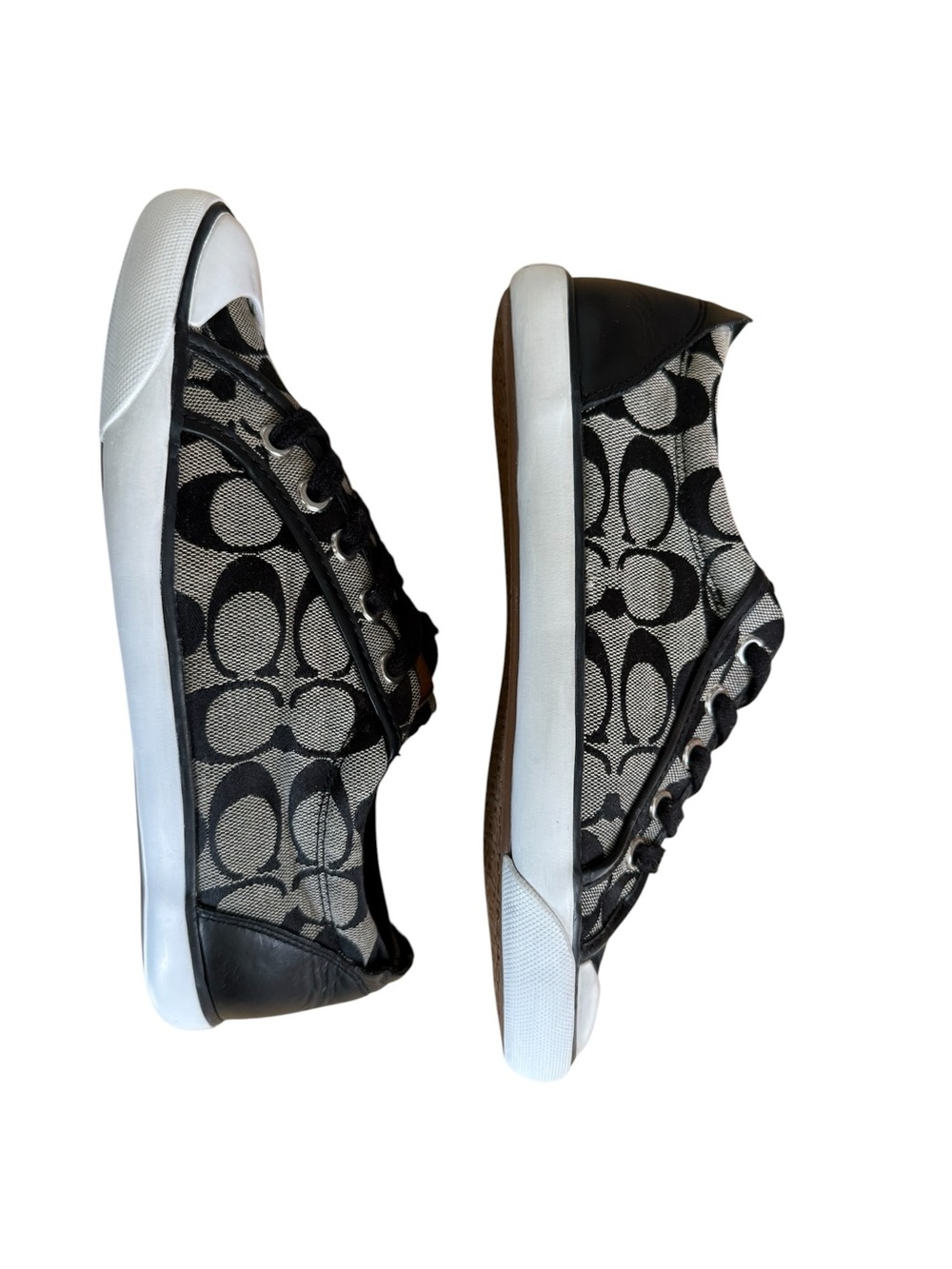 Coach Barrett Signature C Canvas Sneakers Black Gray Womens Size 8.5 - Picture 14 of 16